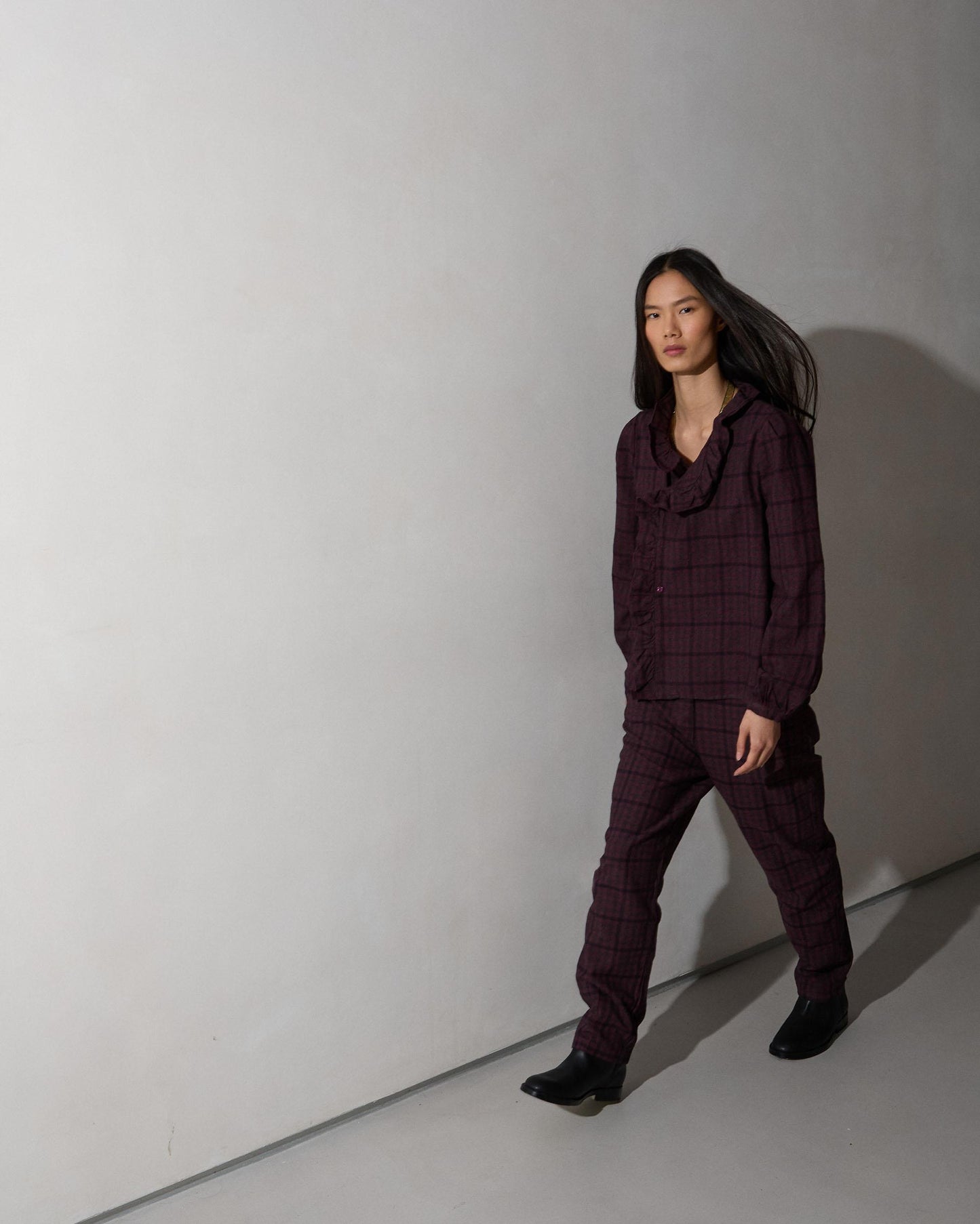 Purple Balloon Plaid Pants