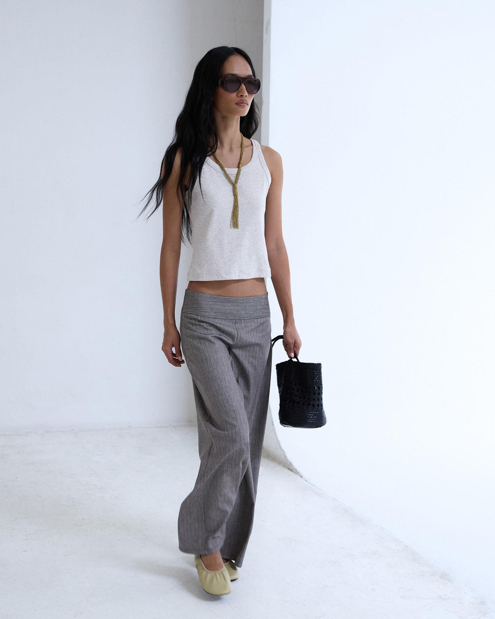 Pantalón Cinturilla Fajin Rayas Taupe