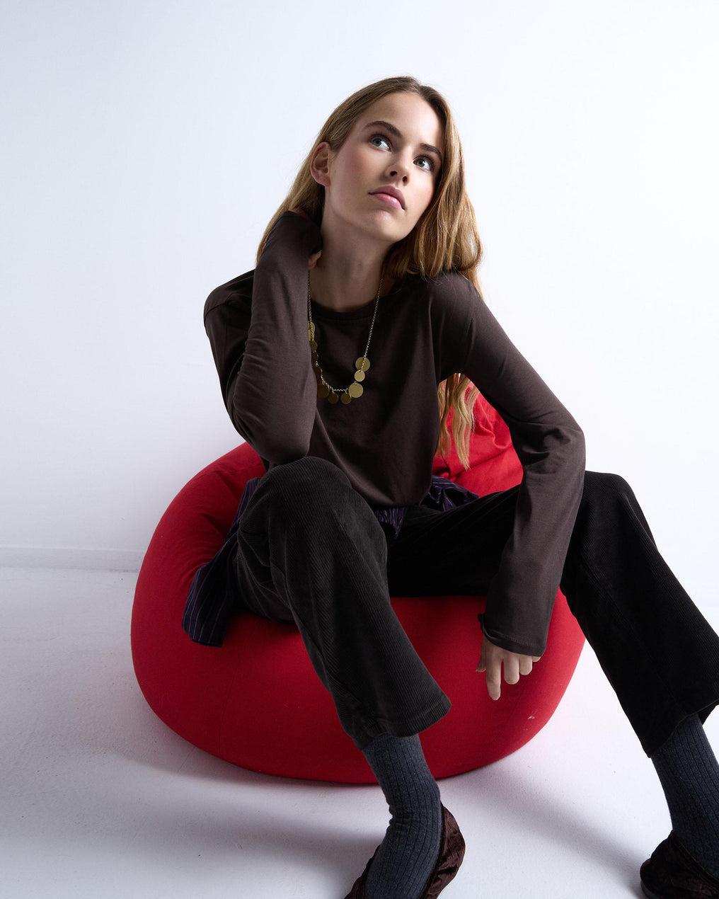 Camiseta Básica Manga Larga Marrón