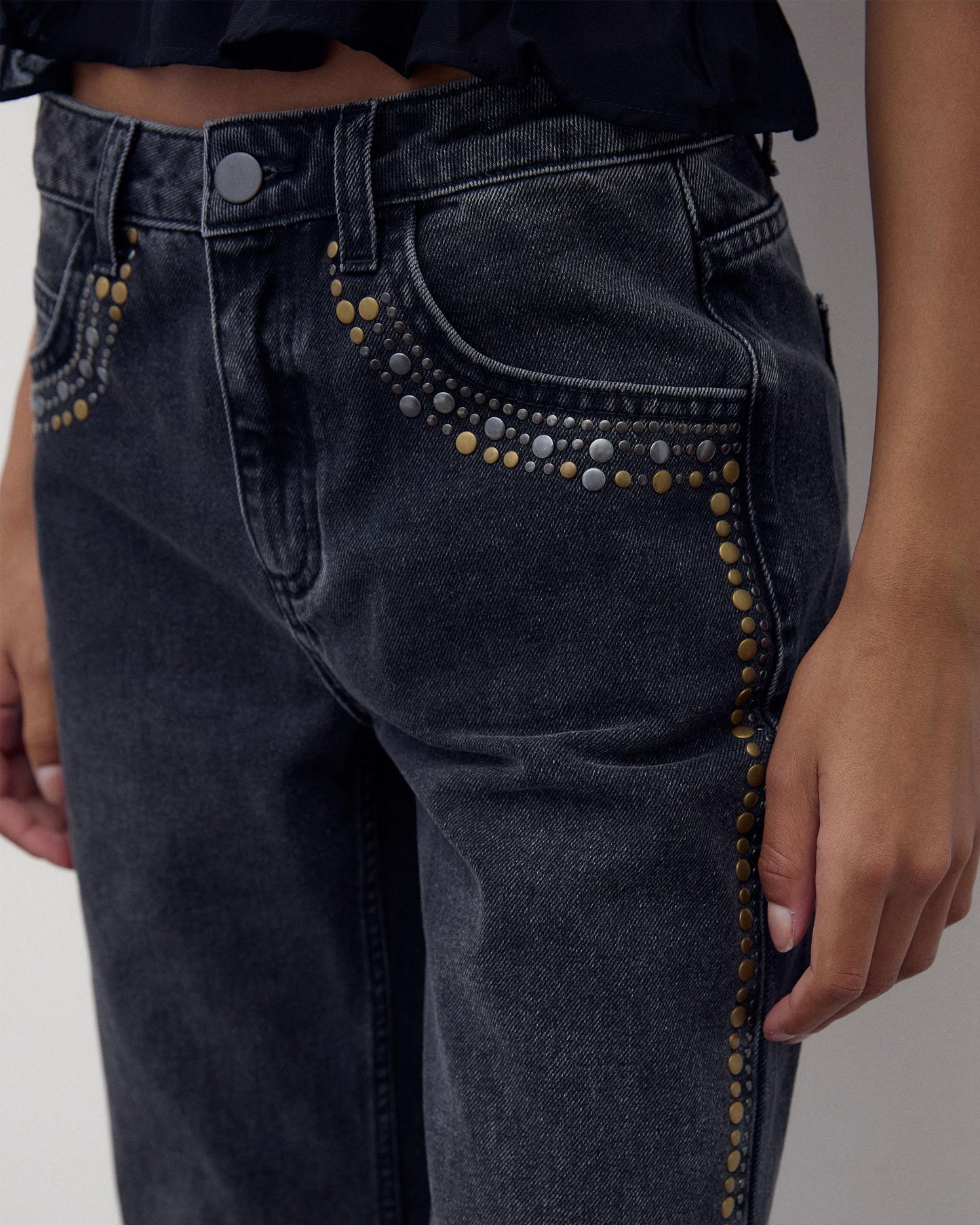 Jeans Tachas Bicolor Antracite