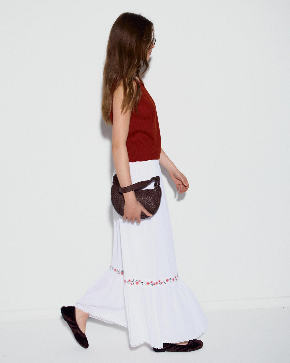 Top Punto Escote Lágrima Sin Mangas Naranja