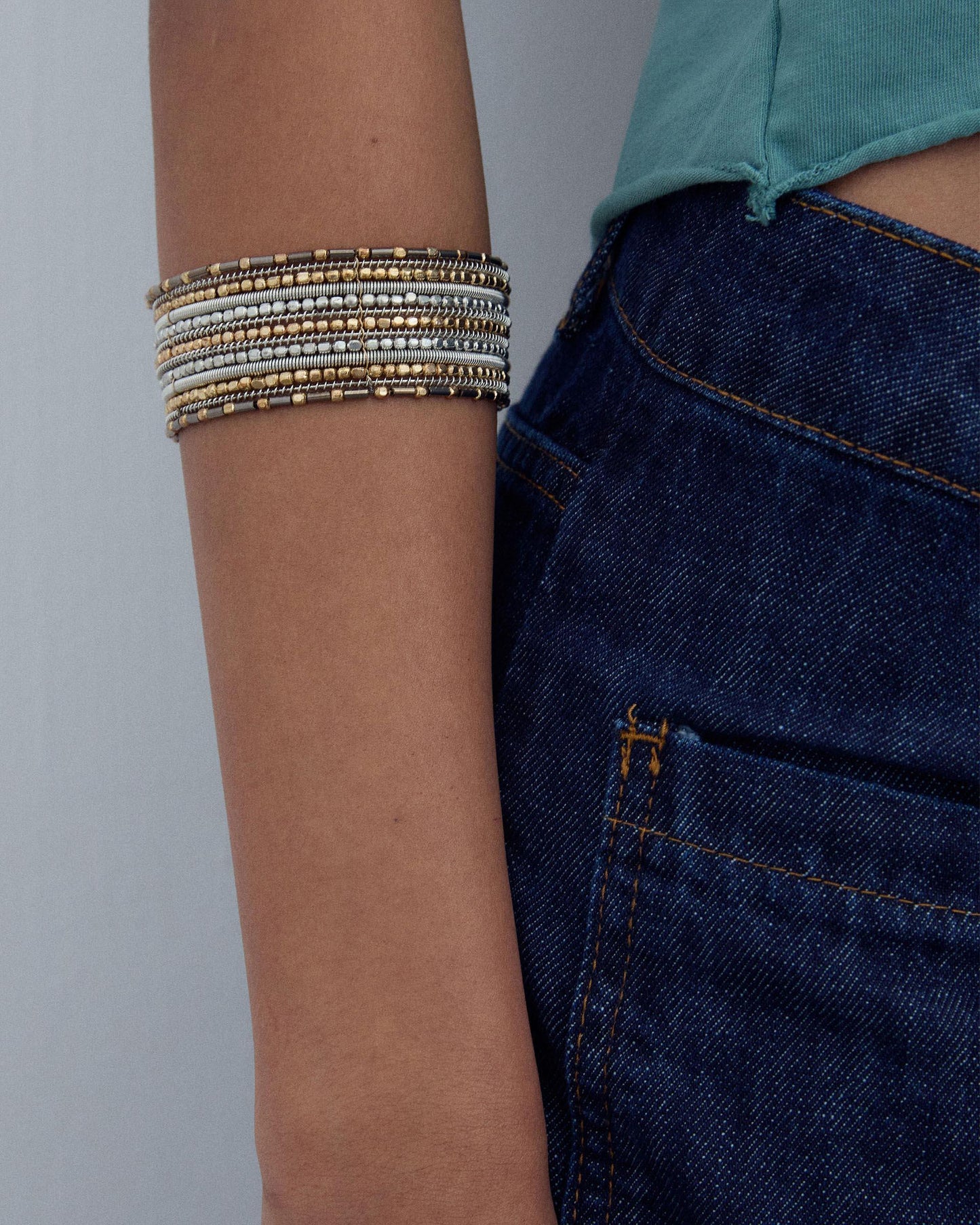 Bracelet Perles Fantaisie Mix Argenté