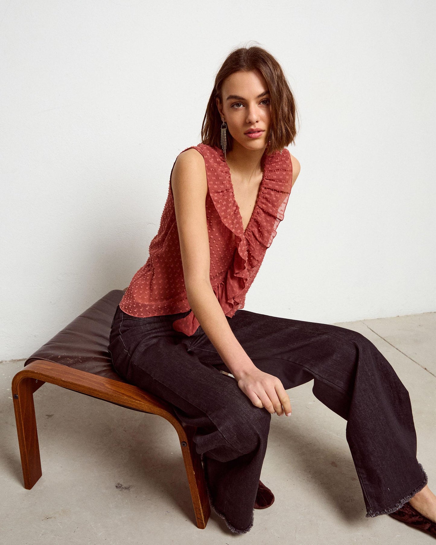 Top Plumeti Volantes Rosa