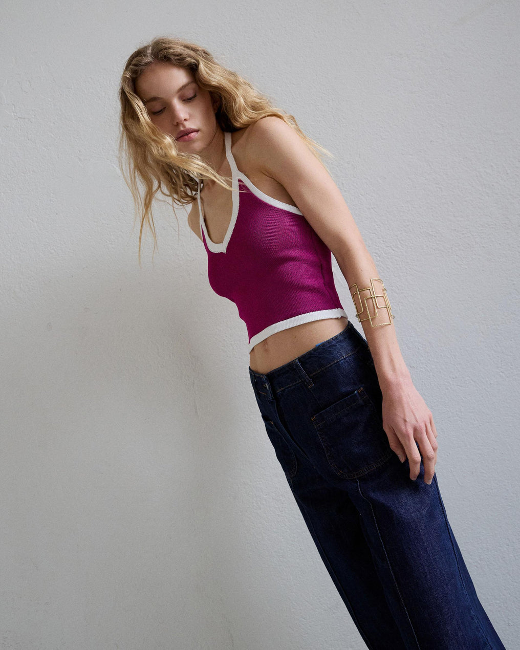 Contrast Fuchsia Halter Top