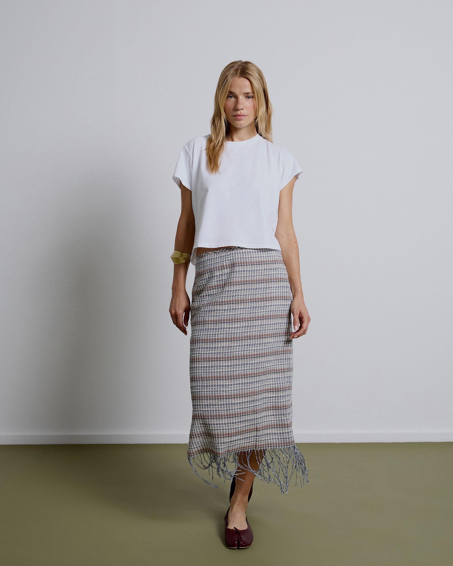 Falda Tejido Rustico Azul Marino