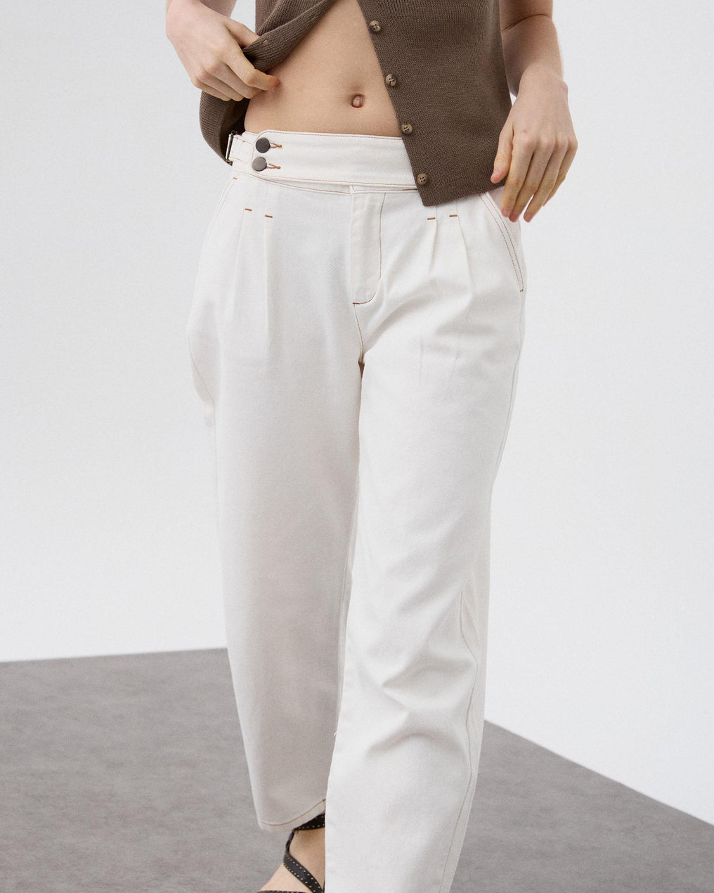 Jeans Pieza Delantera Blanco