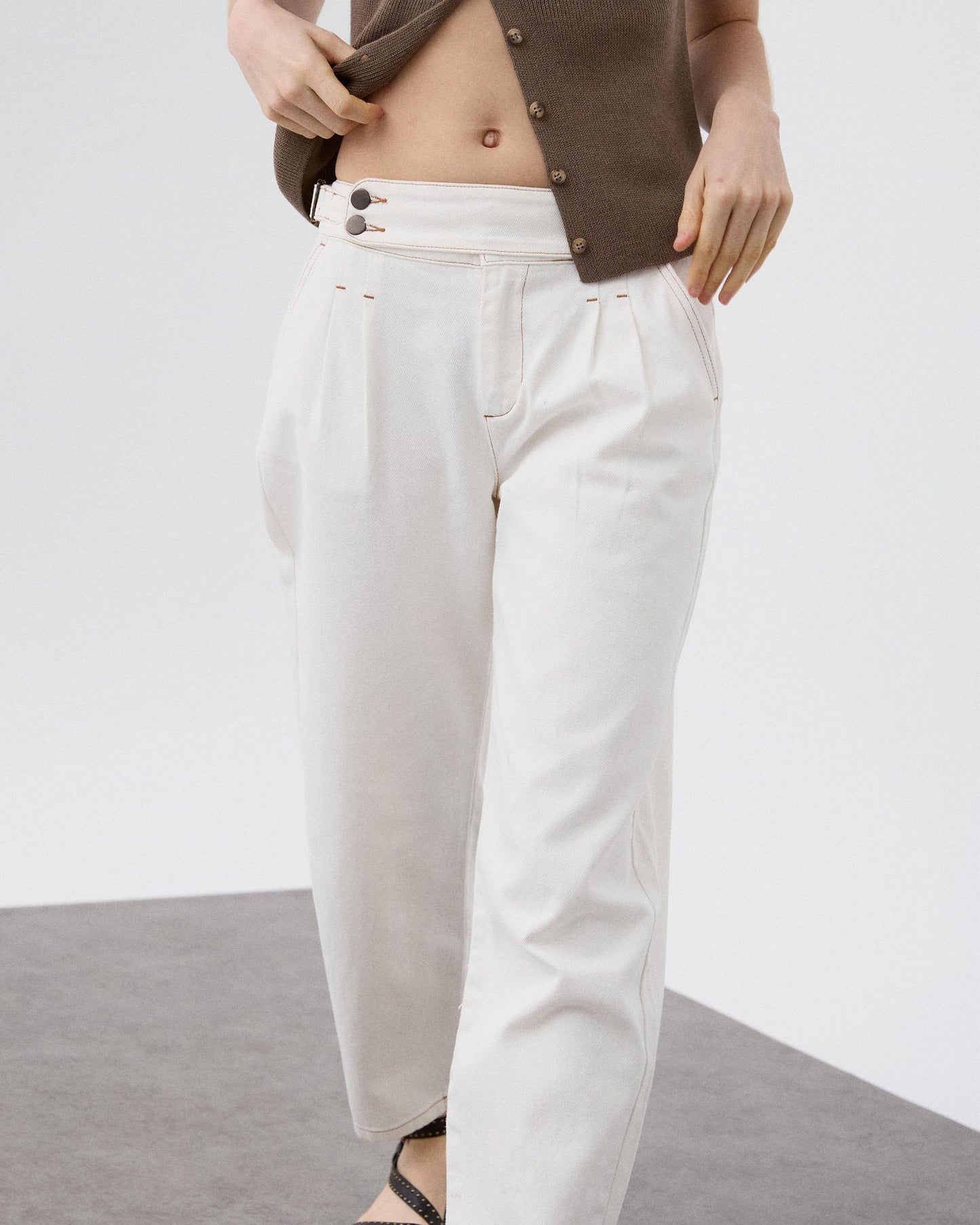 Jeans Pieza Delantera Blanco