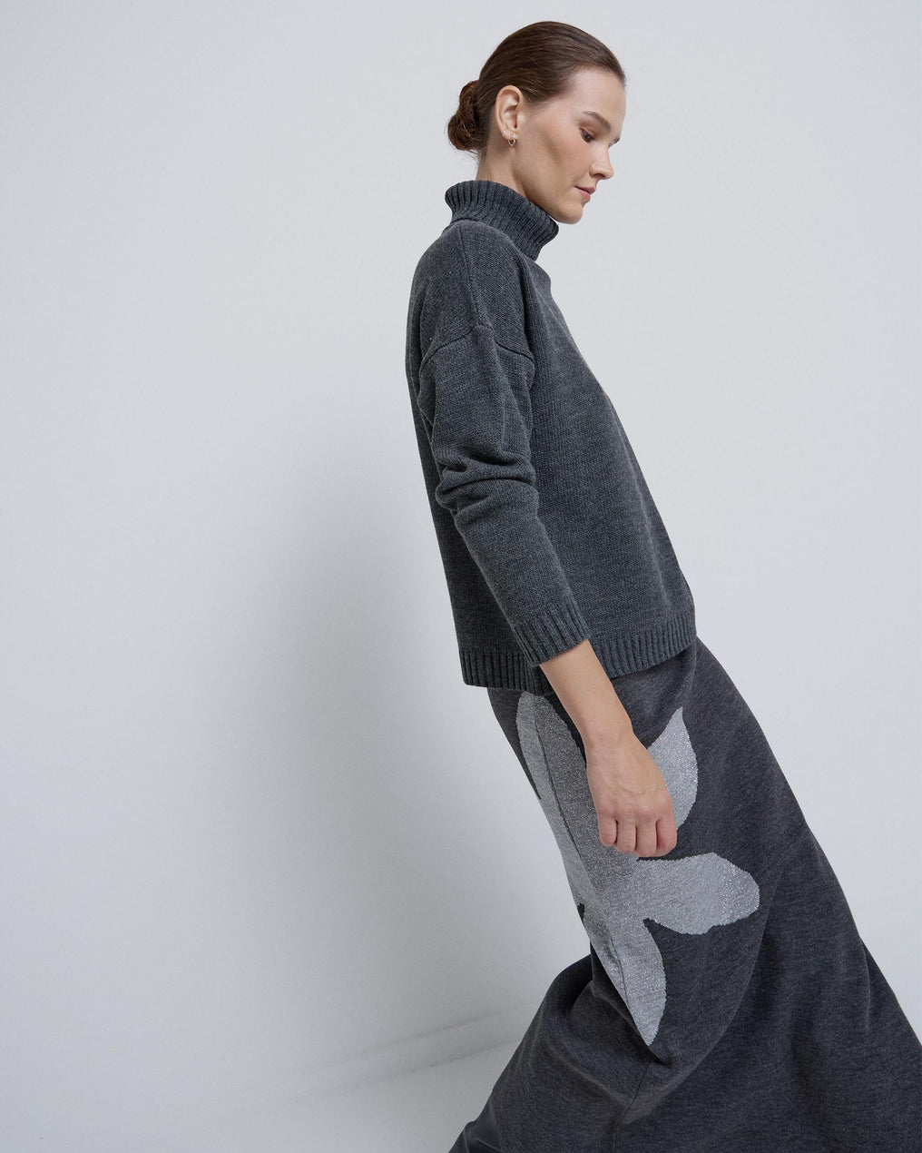 Falda Larga Flor Antracita