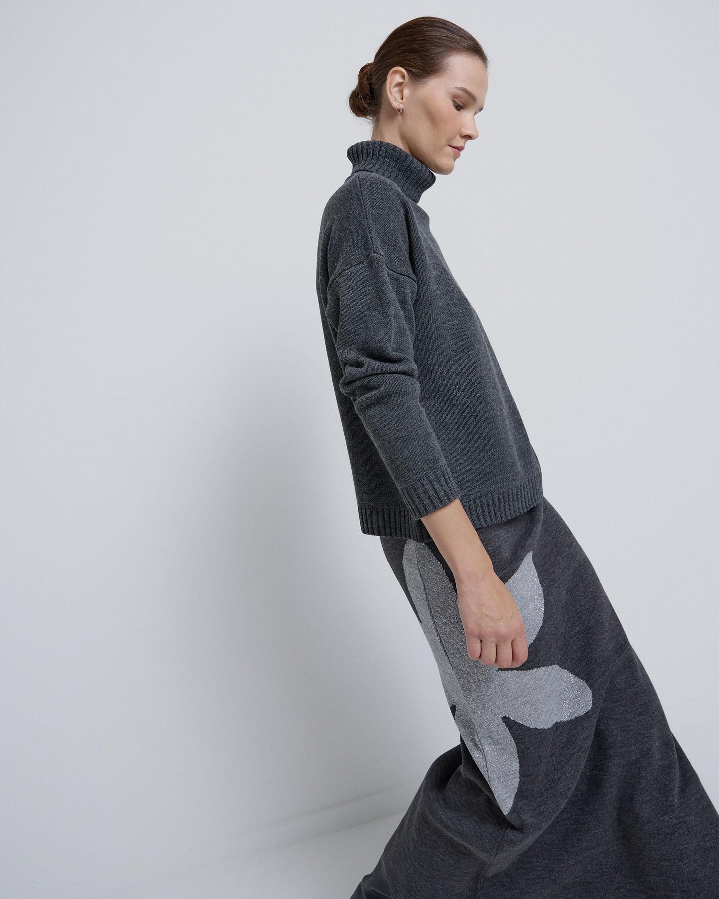 Falda Larga Flor Antracita