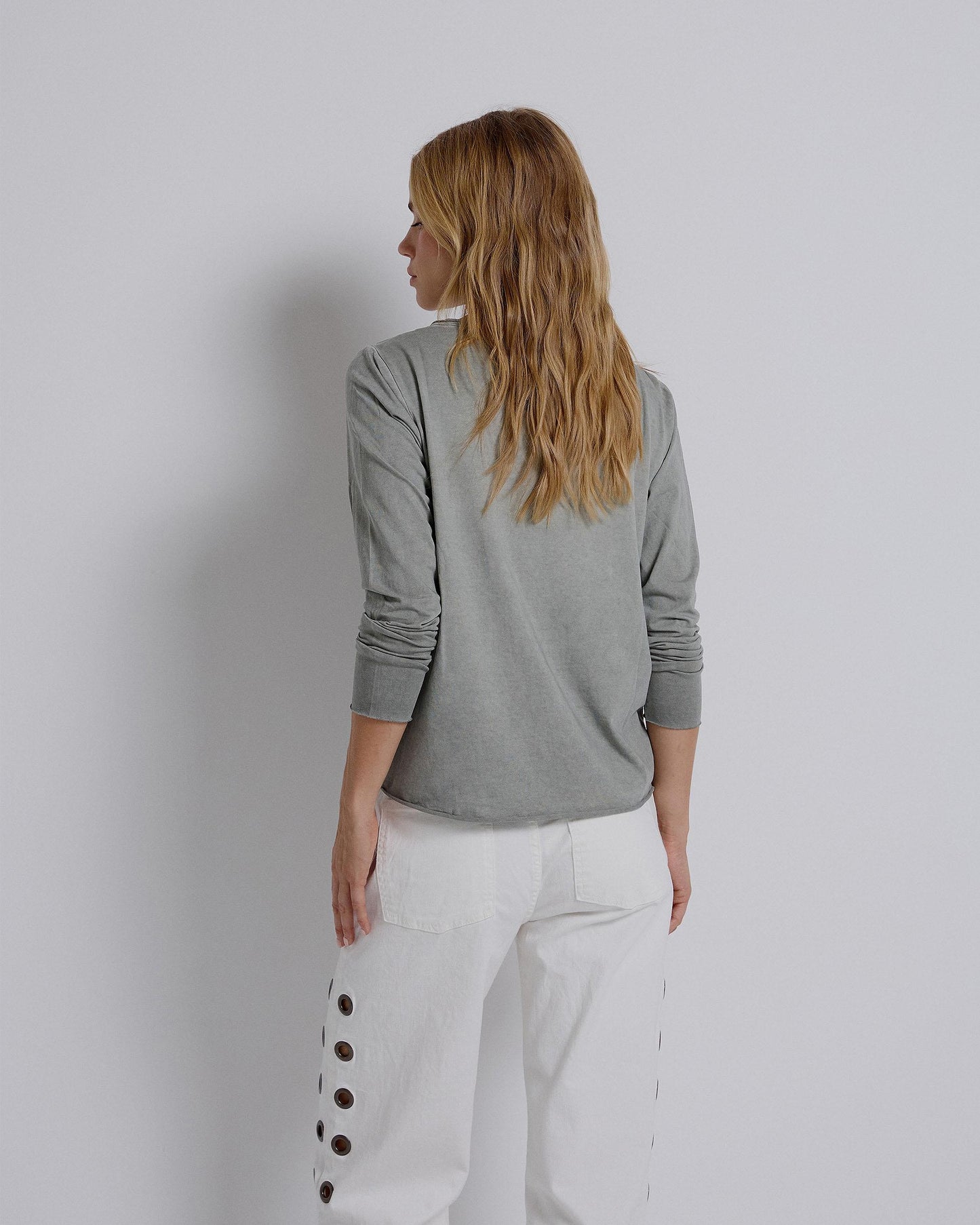 Dark Green Button-Down Long-Sleeved T-Shirt