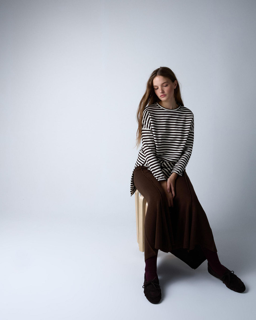 Brown Nerve Knit Skirt