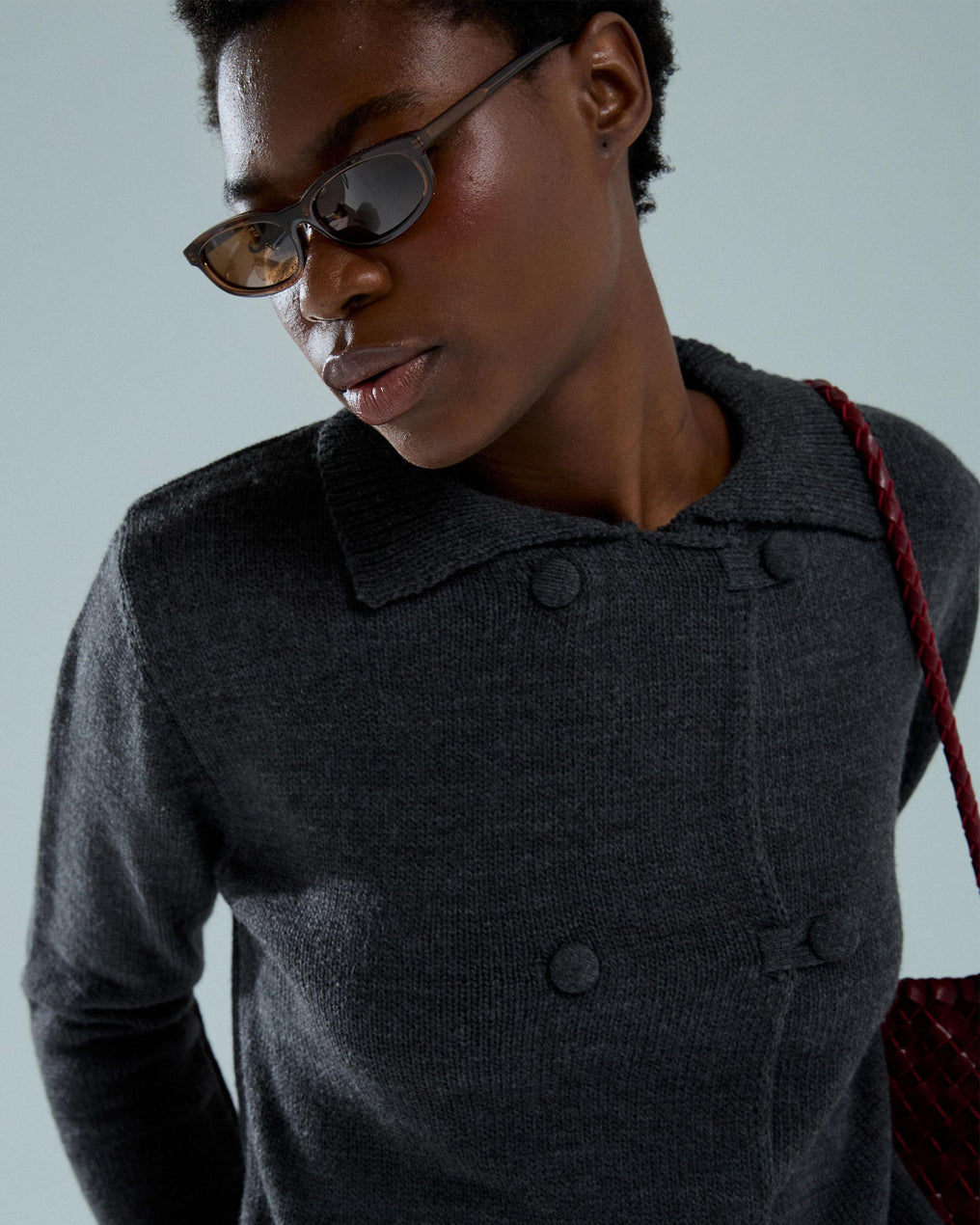 Cardigan Boutons Recouverts Anthracite