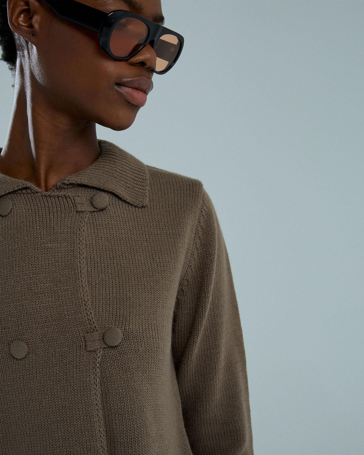 Cardigan Botões Forrados Taupe