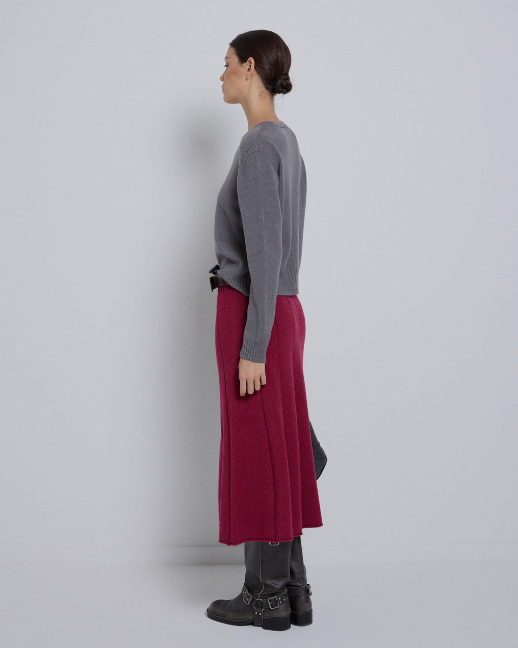 Garnet Pleated Knit Skirt