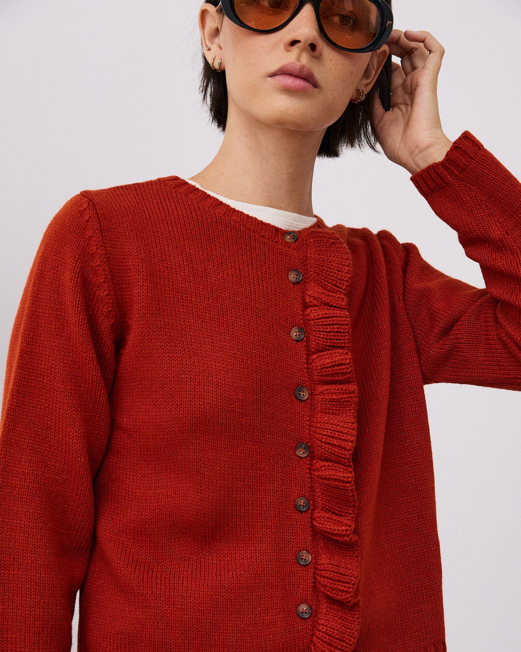 Cardigan Terracotta à Volant