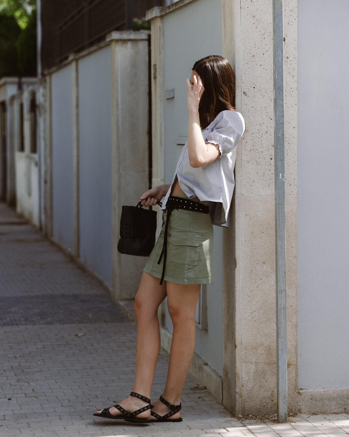Green Cargo Pocket Miniskirt