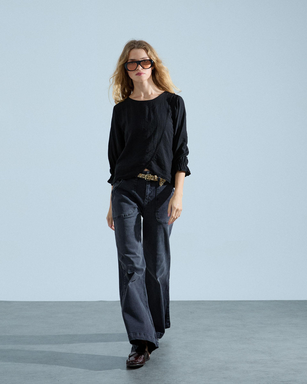 Blusa Delantero Cruzado Negro