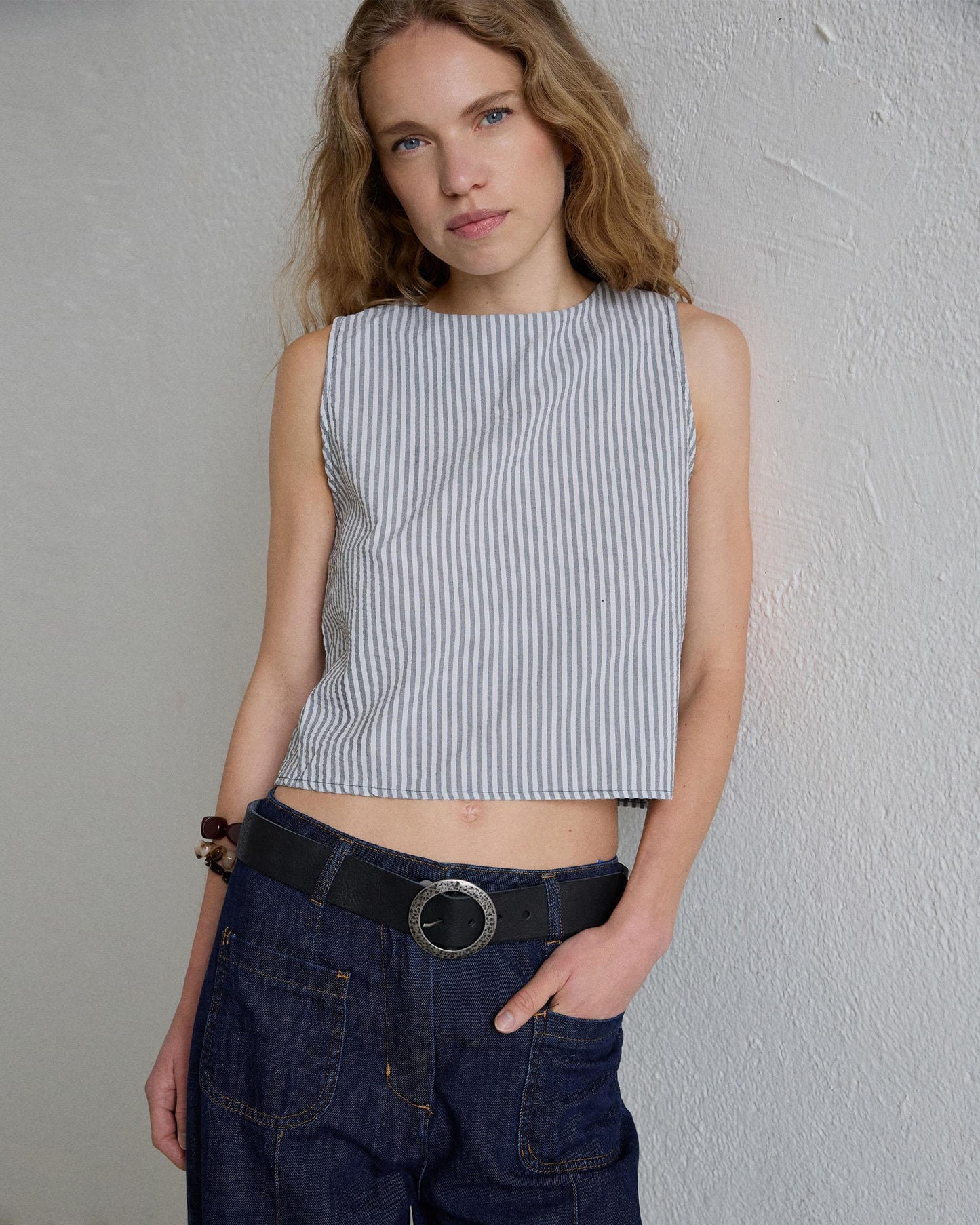 Top Rayas Bicolor Gris
