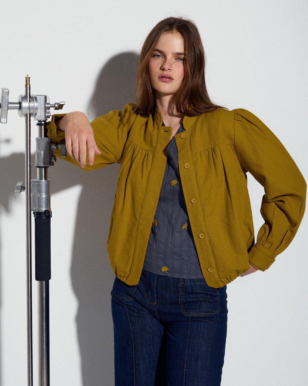 Bomber Canesú Canvas Mostaza