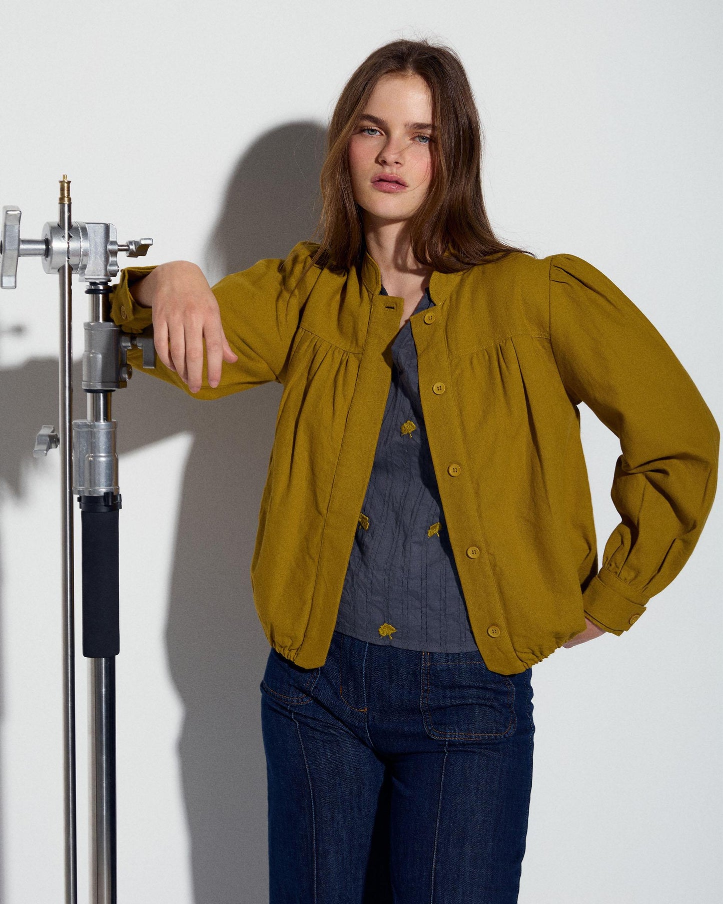 Bomber Canesú Canvas Mostaza