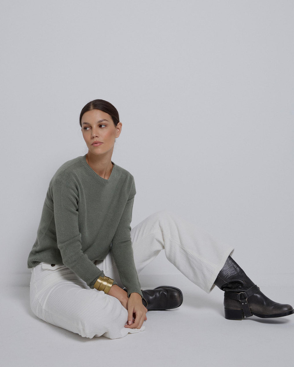 Jersey Cuello Redondo Verde Oscuro