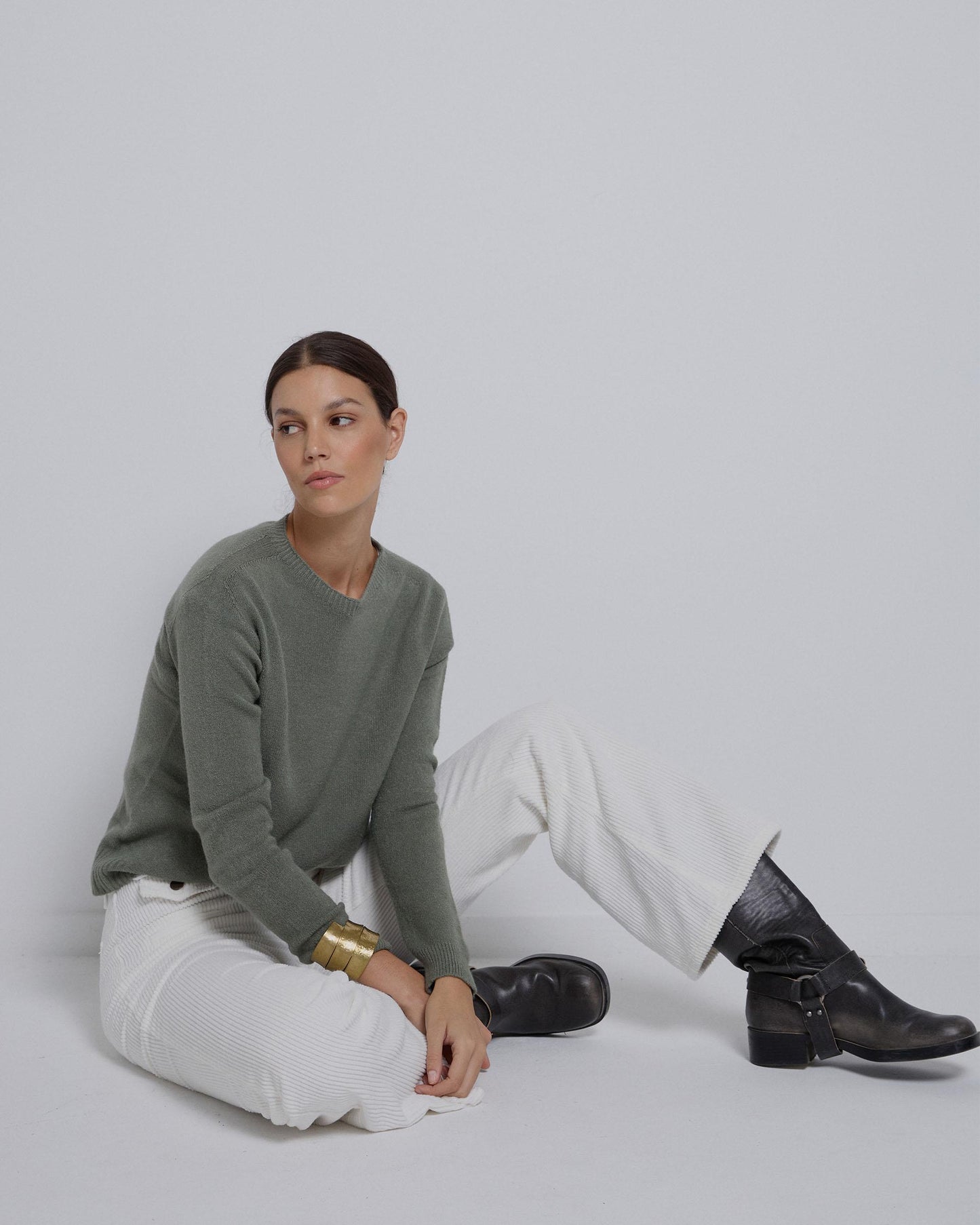 Jersey Cuello Redondo Verde Oscuro