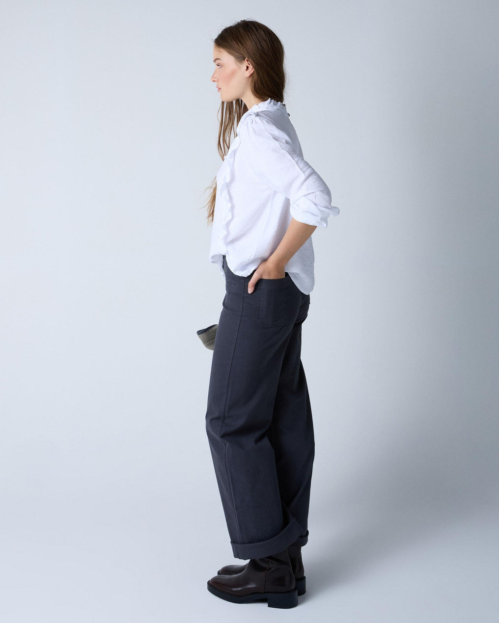 Anthracite Buttonless Waistband Trousers