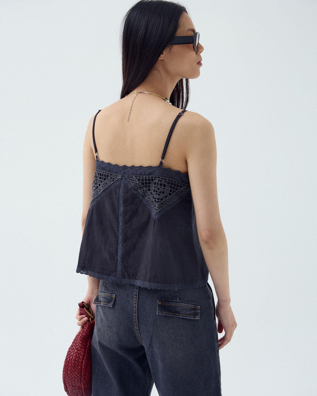 Top Lencero Encaje Antracita