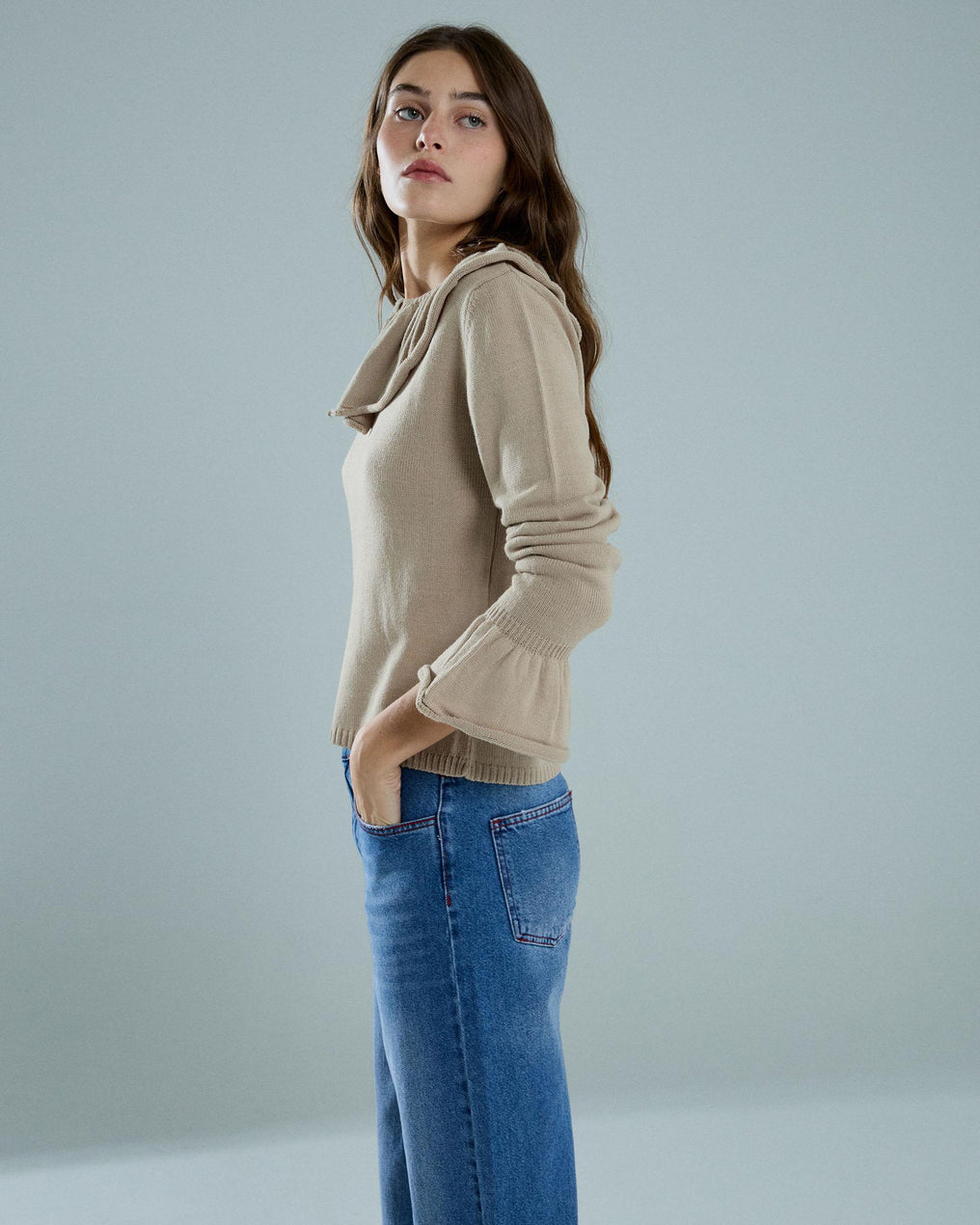 Jersey Volantes Beige
