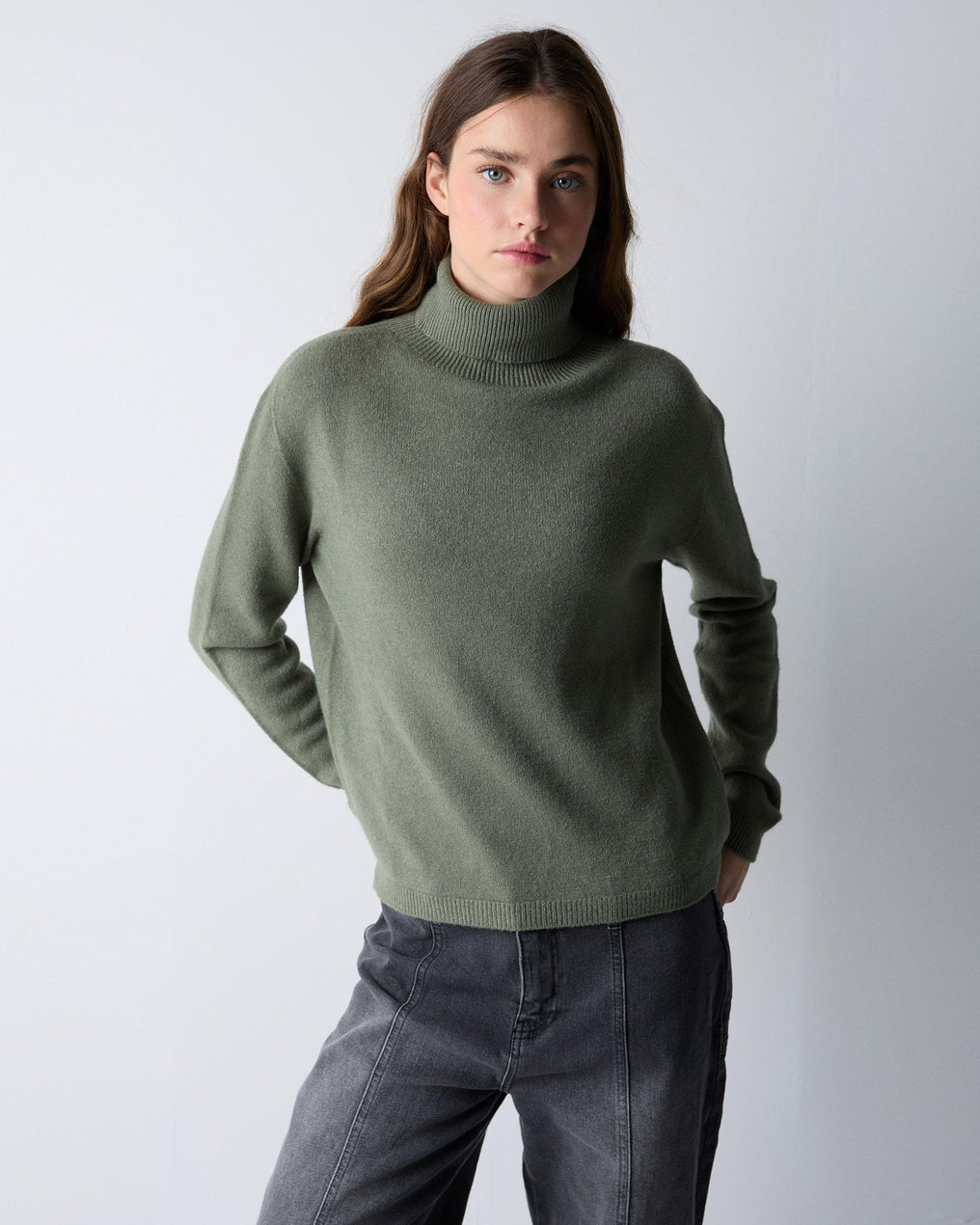 Dark Green Turtleneck Sweater