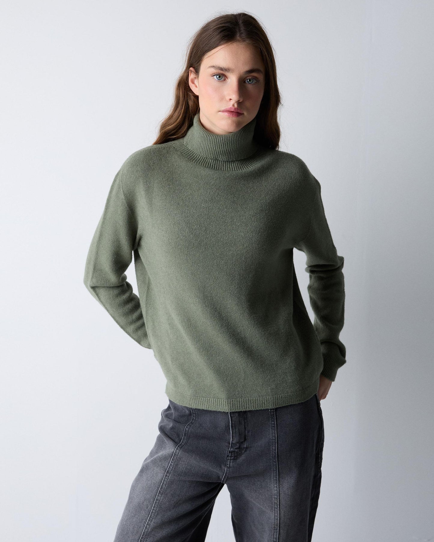 Dark Green Turtleneck Sweater