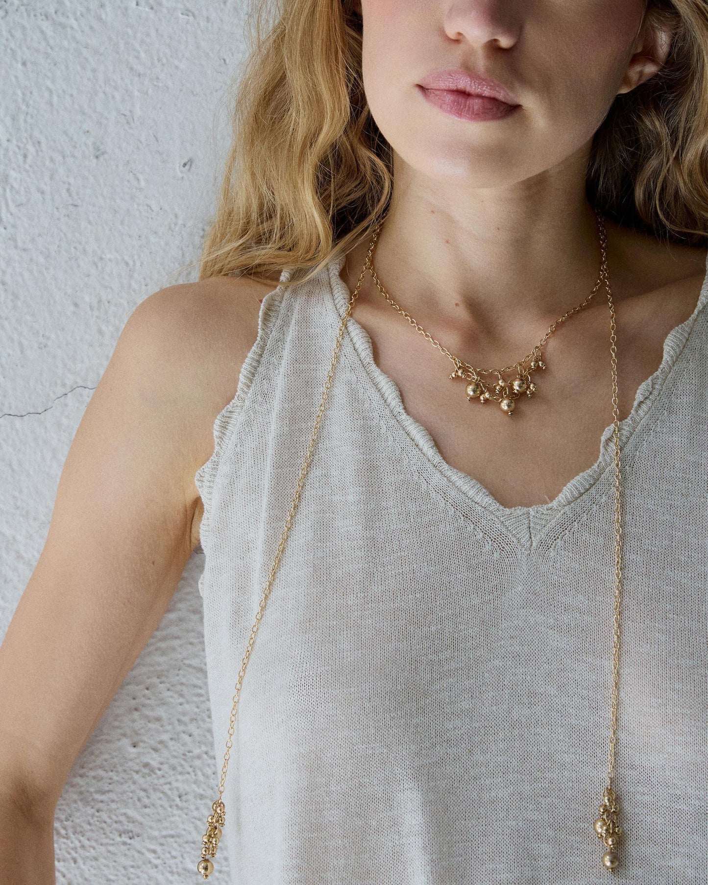 Beige Wavy Detail Top
