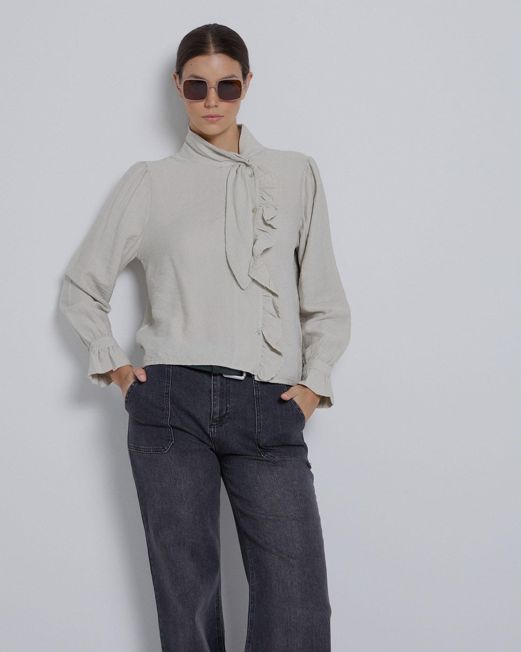 Raw Ruffle Bow Blouse