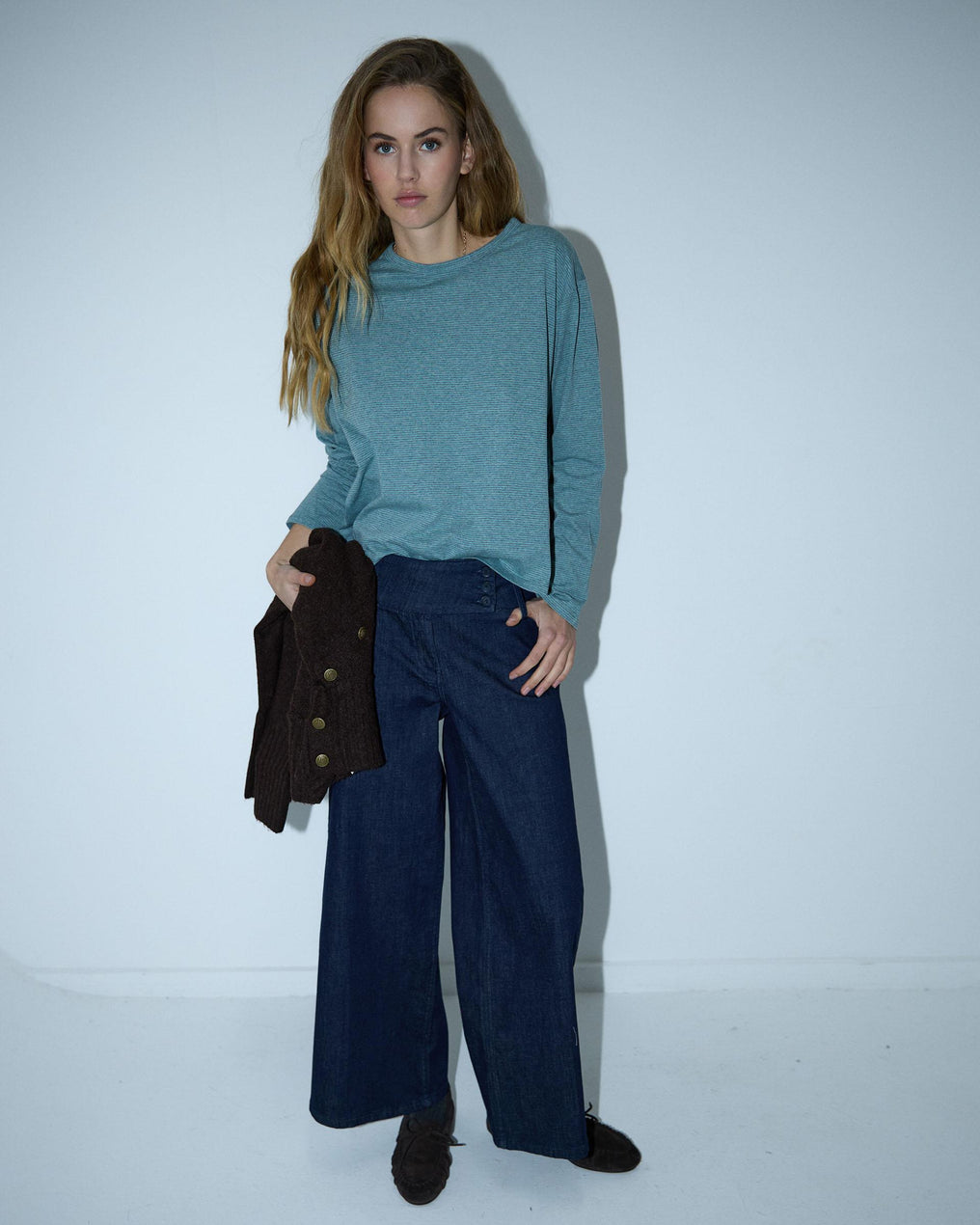 Triple Waistband Blue Jeans