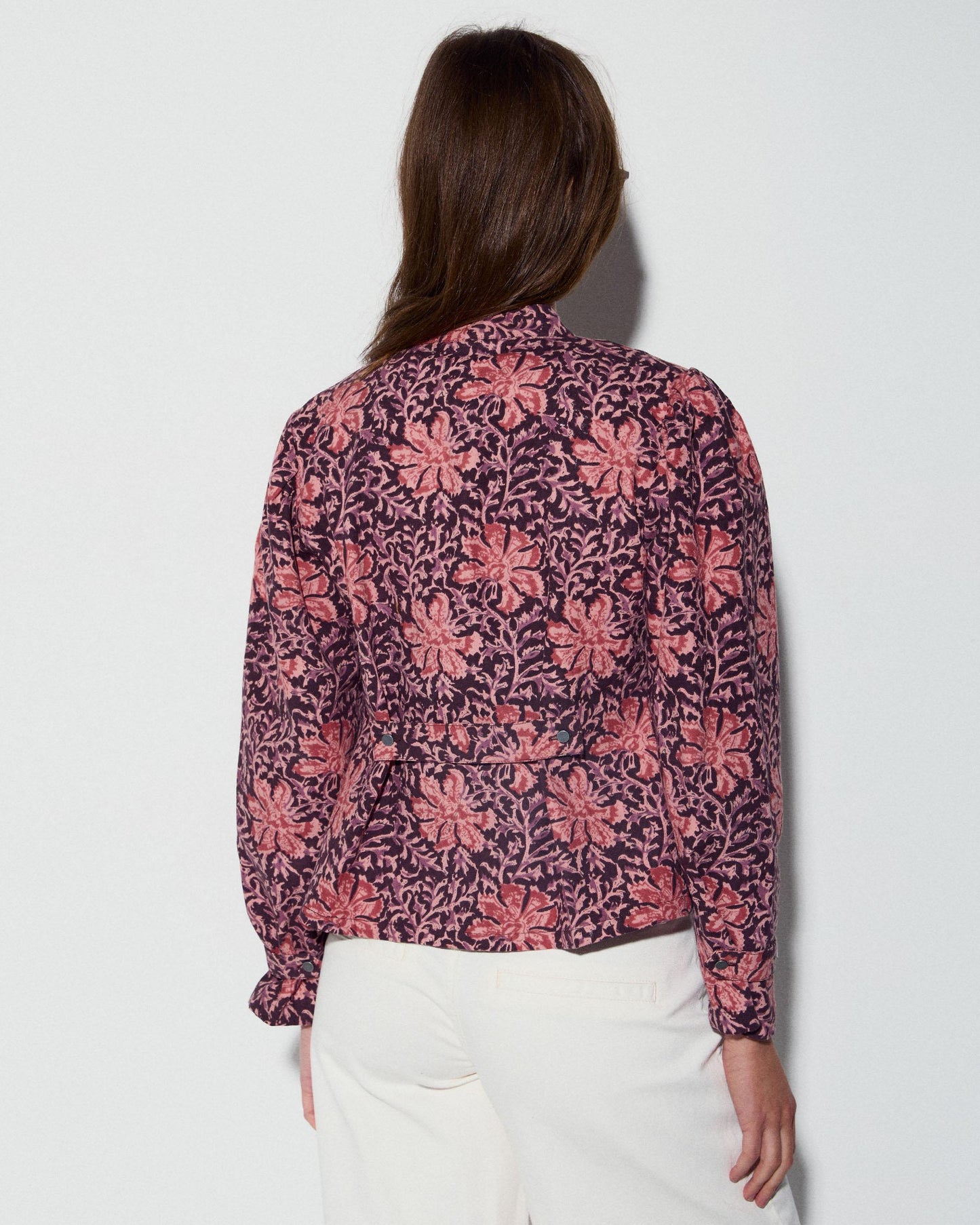 Chaqueta Botones Estampado Floral Rosa
