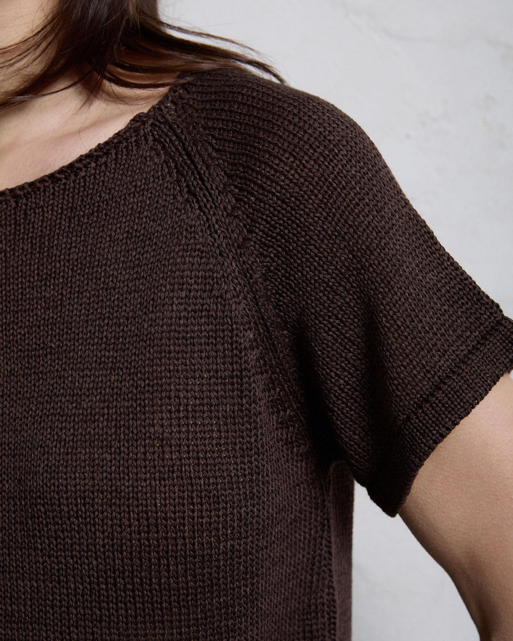 Brown Short Sleeve Knit Top