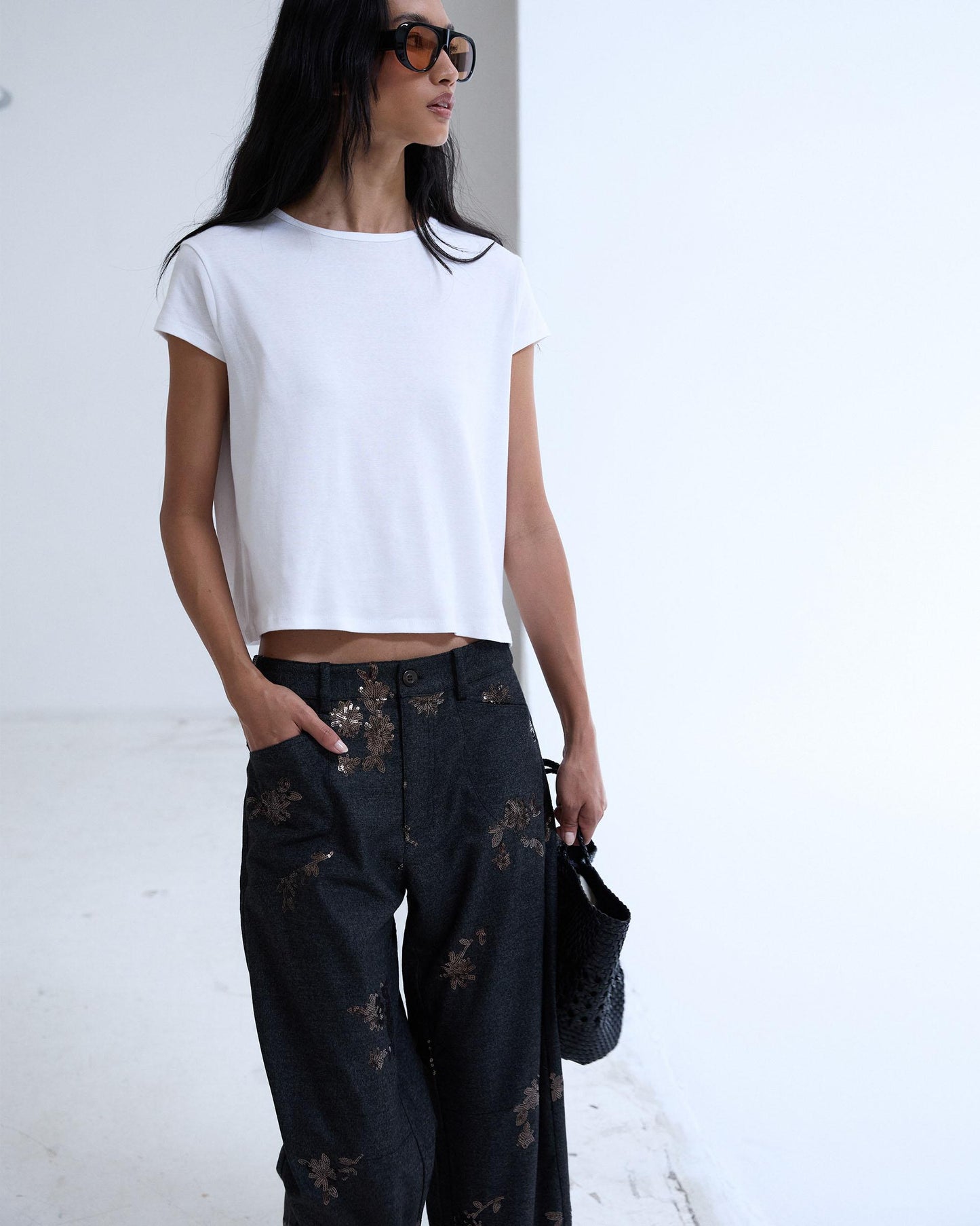 Pantalón Detalle Lentejuelas Antracita
