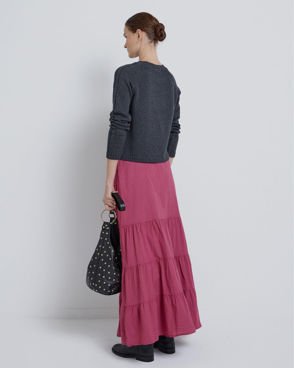 Long Skirt with Pink Bow Ruffles