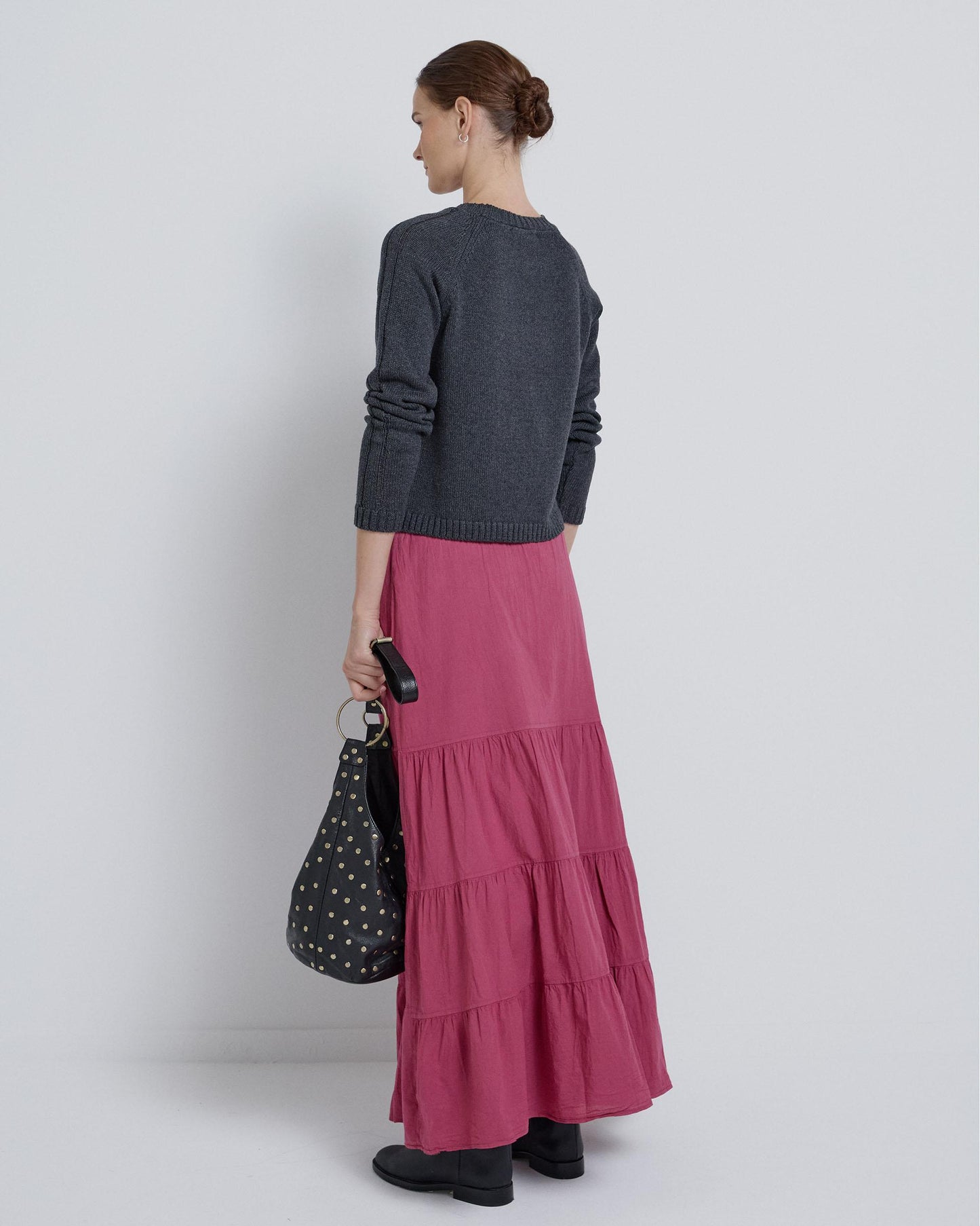 Long Skirt with Pink Bow Ruffles