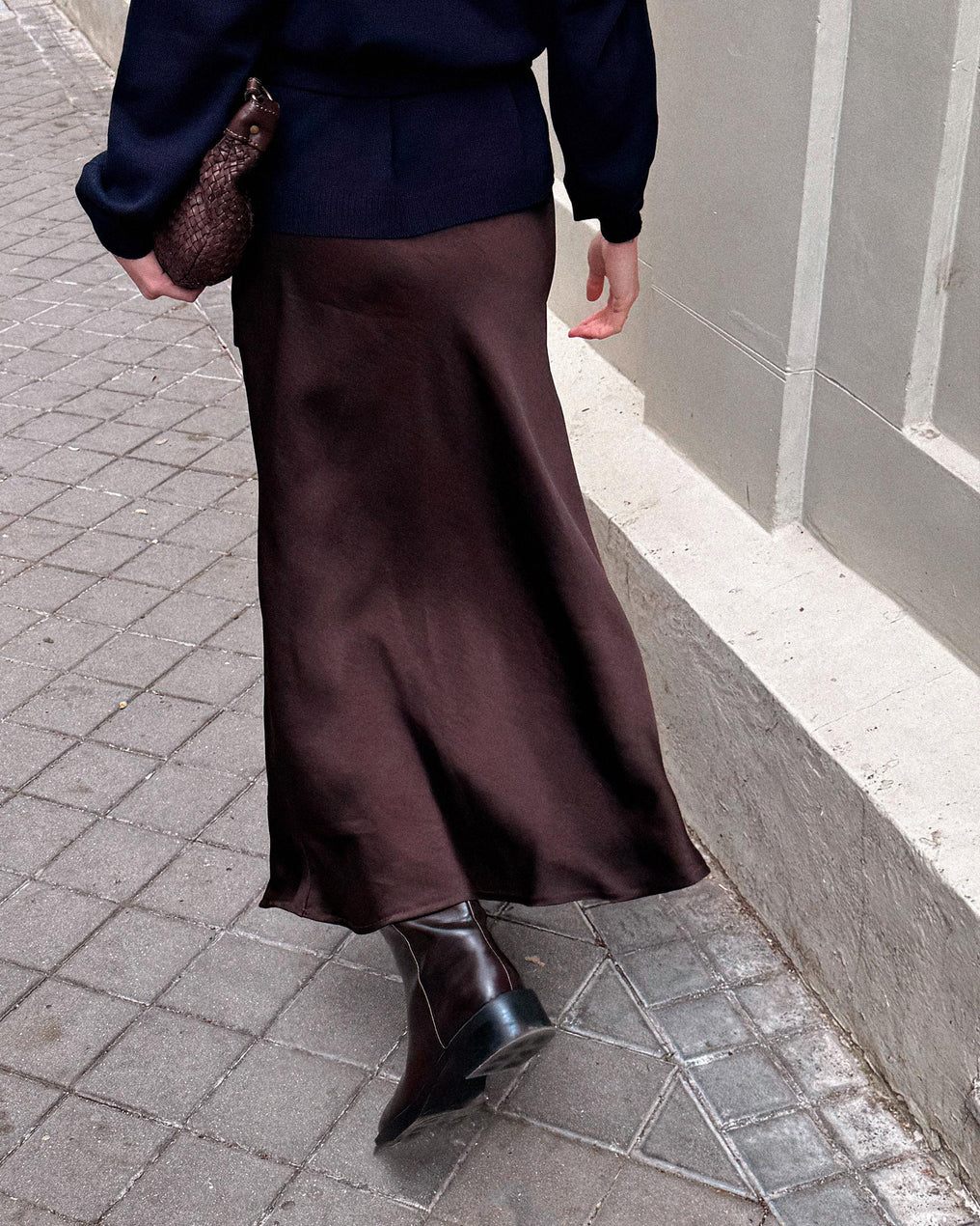 Saia Fluida Acetinada Castanho