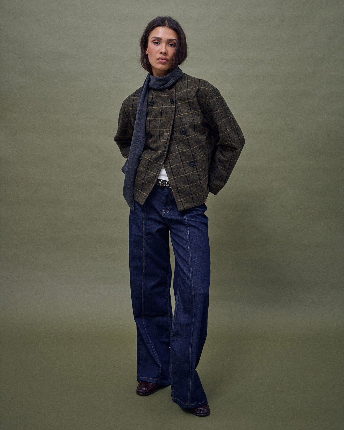 Chaqueta Botóns Dianteiros Mestura de La Verde
