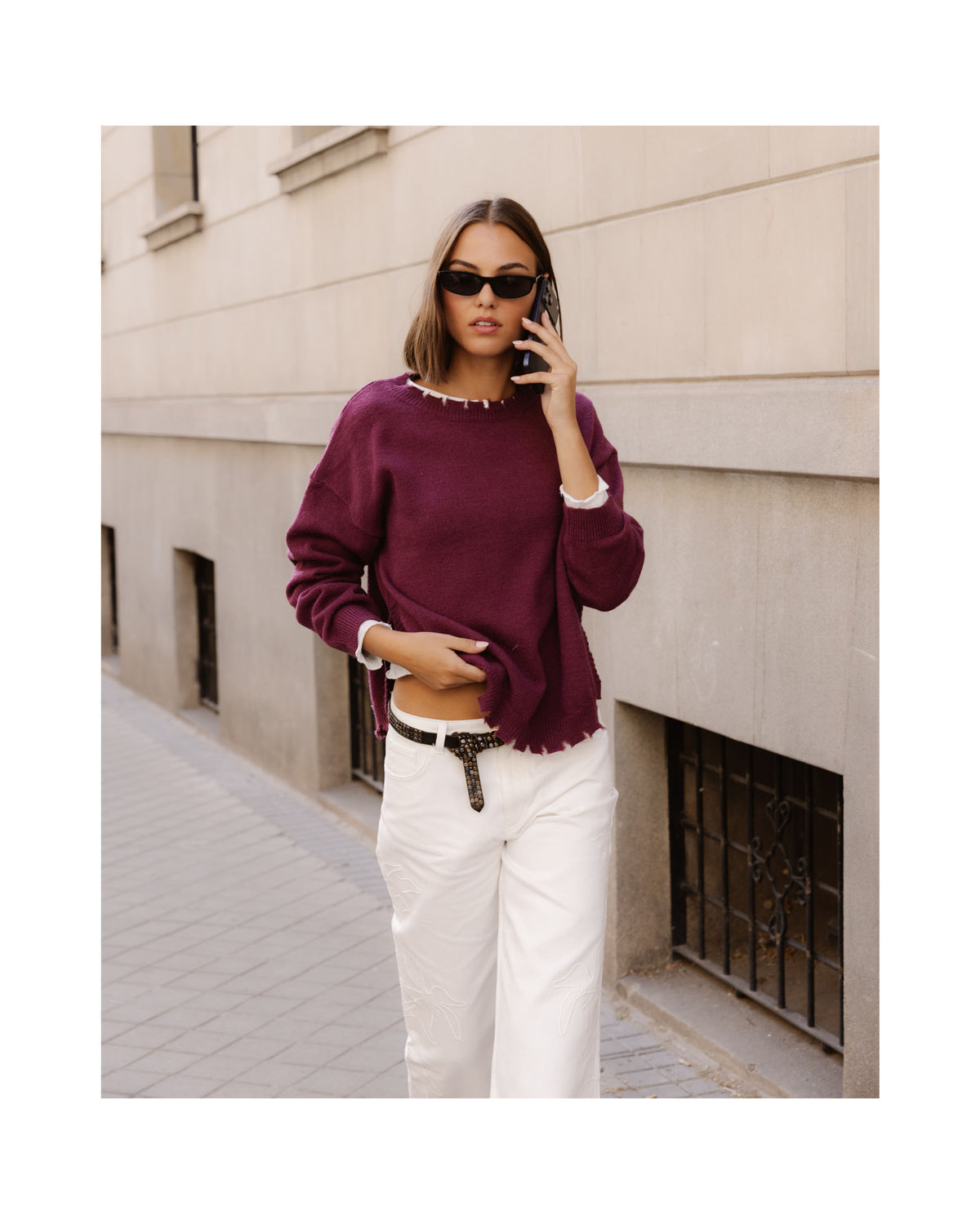 Pull Violet à Bords Francs