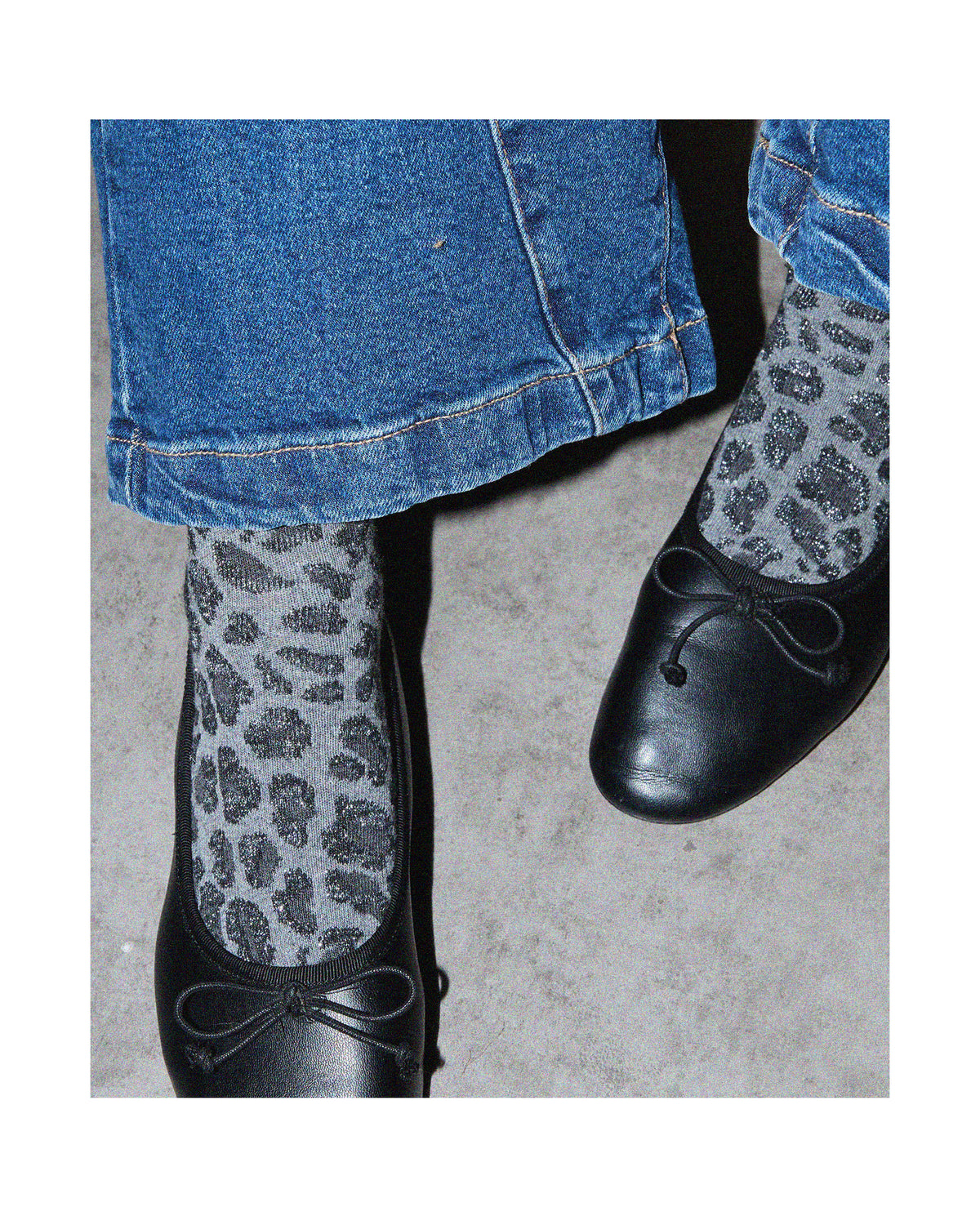 Calcetines Media Caña Animal Print Lurex Gris