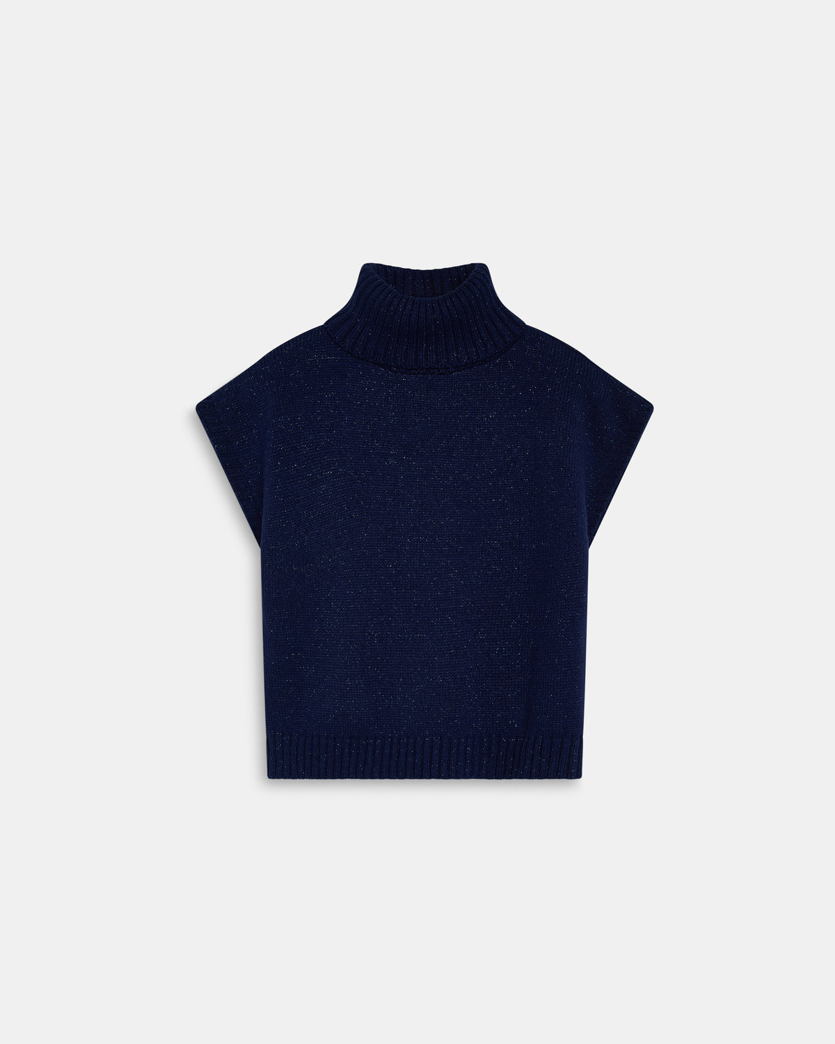 Gilet Bleu Marine à Col Roulé en Lurex