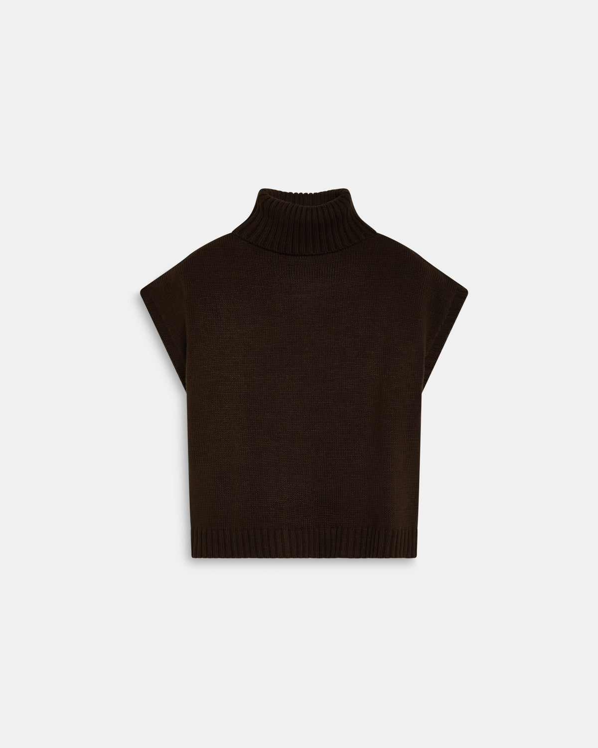 Gilet Marron à Col Roulé