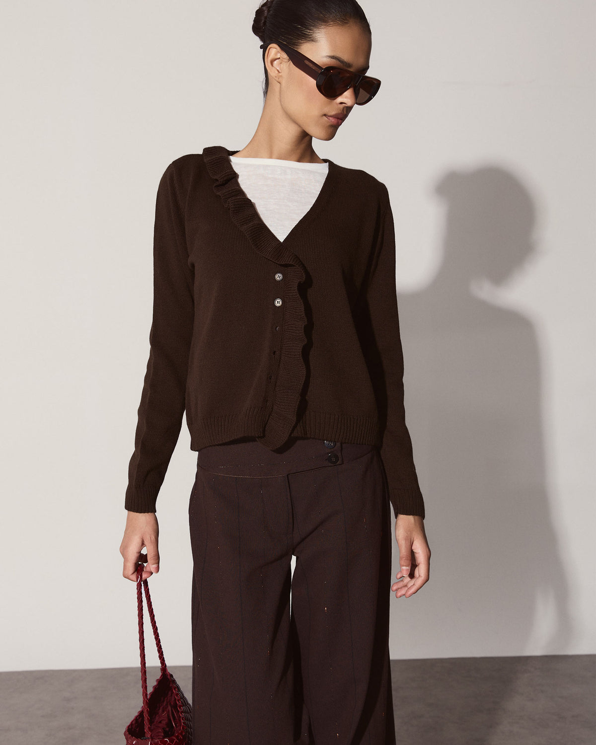 Chaqueta Volante Asimétrico Marrón