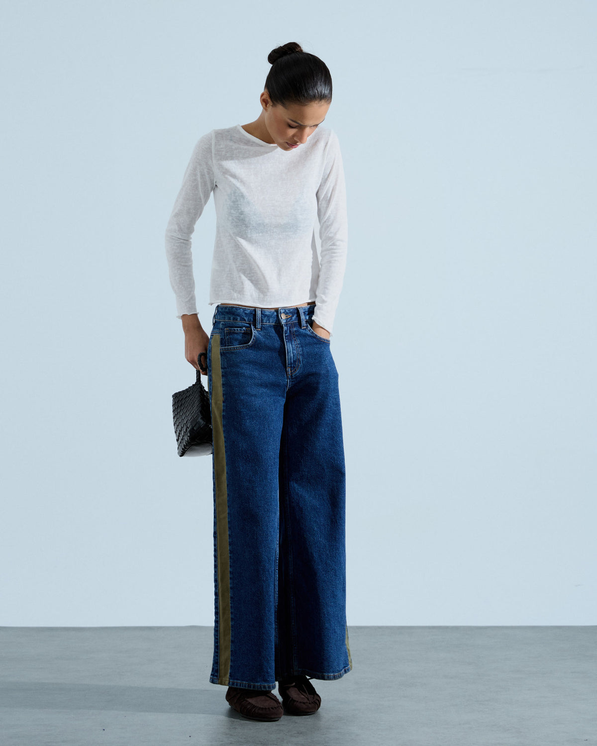 Jeans Contrastes Bolsillos Azul Jeans