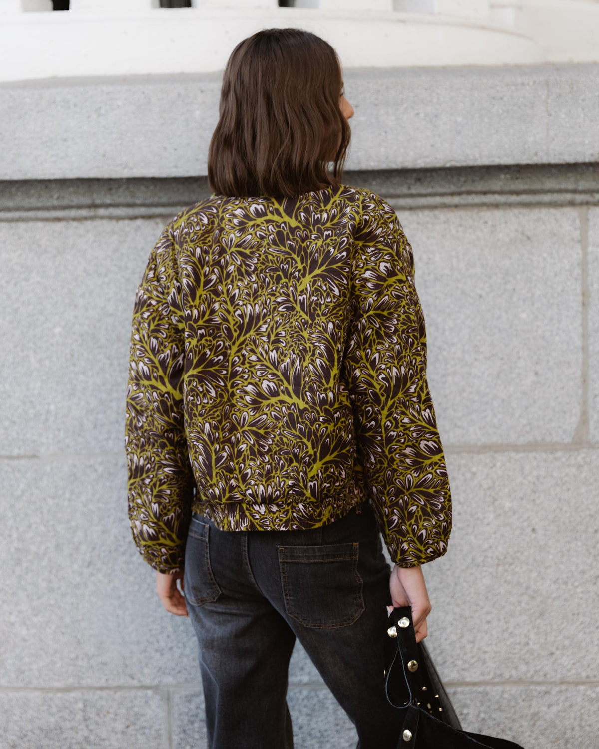 Chaqueta Bomber Estampado Marrón