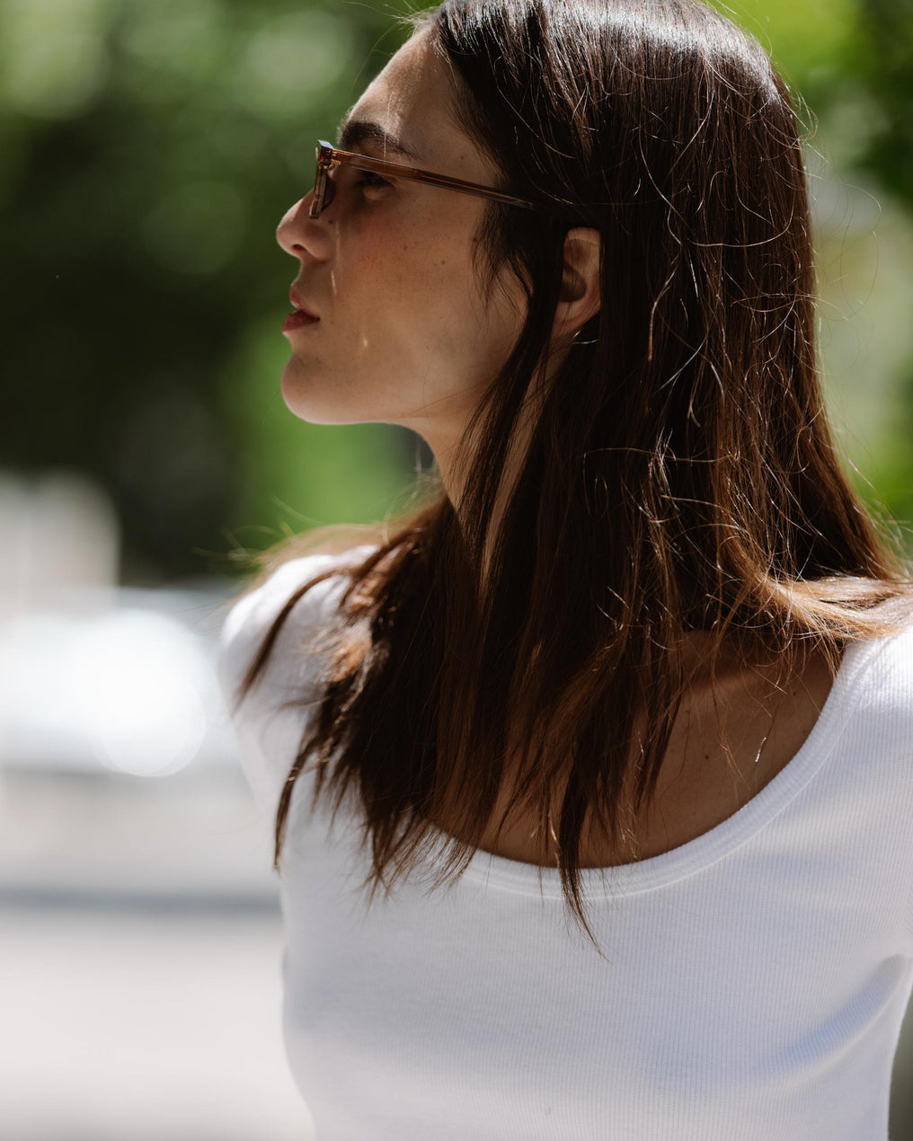 T-shirt Rib Décolleté Rond Blanc