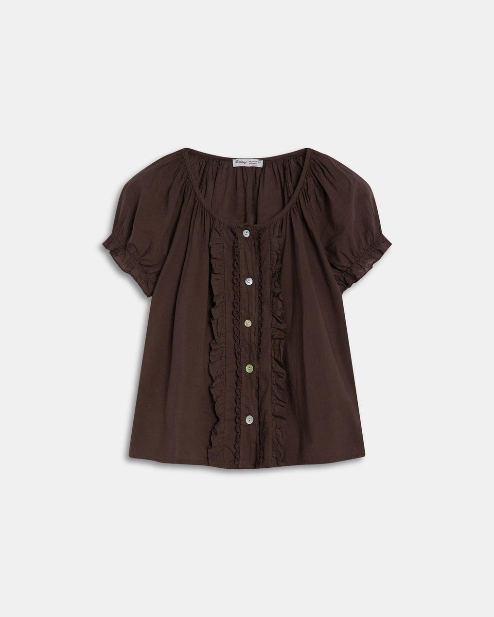 Blusa Botones Volantes Ondas Marrón